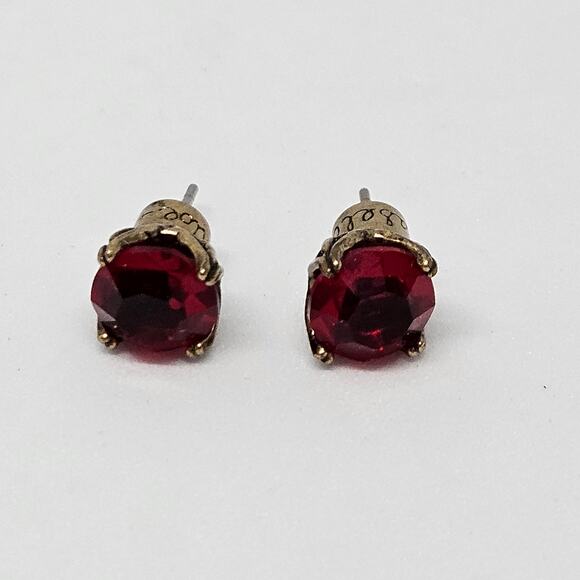 Chloe + Isabel Round Birthstone Stud Earrings E118RU Antique Brass-Plated Ruby - Picture 3 of 6